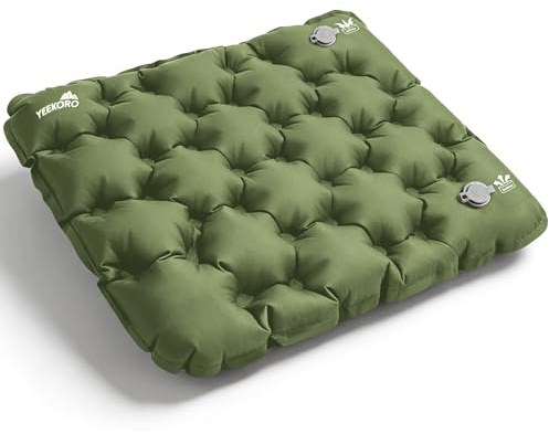 YEEKORO Inflatable Seat Cushion, Lightweight Camping Air Sitting Pad with Repair Cloths, Waterproof Stadium Seat Pad, Portable Seat Cushion for Climbing Hiking Office Airplane Car Stadium Seat