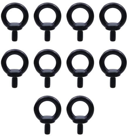 Mewutal 10 bulloni ad occhiello M8, in acciaio inox, neri, per sollevamento spalla, (M8 x 15 mm)