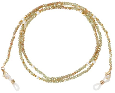 GORGECRAFT Pärlband glasögonkedja gul plast handgjorda kristallpärlor glasögon solglasögon hållare koppel rem snodd kedjor med legering hummerlås och gummi ögla ändar för kvinnor tillbehör