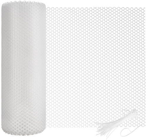 Chicken Wire Mesh Roll with 50 Pcs Fixed Straps, Heavy Duty Garden Plastic Fencing Net, Durable Rust-Proof Poultry Breeding Fence & Temporary Yard (40cm x 3m (white))