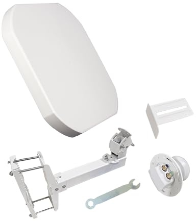POWER SAT 43 - Optimal für Astra 1 (19.2 E), Flache Satellitenschüssel, wetterfest, ideal für Satelliten-TV, robuste kompakt Satellitenantenne, die Mietwohnung und Camping Wohnwagen (4 Ports)