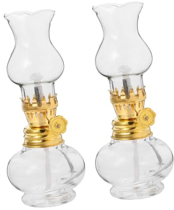 MUCKLILY 2piezas Lámpara De Aceite De Vidrio Transparente Lámpara De Queroseno De Aceite Duración Prolongada Rústica