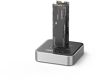 ZoraVson M.2 NVMe SSD Cloner, Dual Bay NVMe enclosure, 20Gbps USB3.2 Gen 2 to Adapter M.2 Docking Station for M/B+M Key PCIE SSD Reader Support One-Click Offline Clone,Tool-free