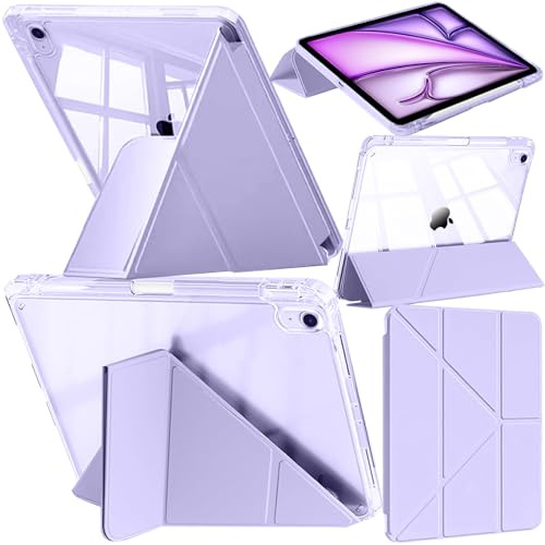 A-BEAUTY Funda Compatible con iPad Air 11 Pulgadas M4/M3/M2 (2026/2025/2024), iPad Air 5/4 (10,9 Pulgadas, 2022/2020) con Portalápiz, Transparente Cover, 6 en 1 con Soporte, Púrpura
