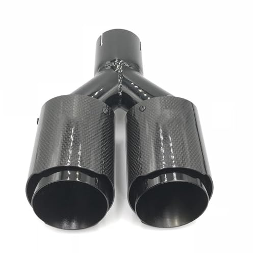 YSQOJF Terminale Scarico Auto Un Pezzo 89MM Fuori Styling Universale Vernice Nera Punta di Scarico Tubo Silenziatore in Fibra di Carbonio Lucido per Accessori Auto Coda Gola(63MM IN-114MM out)