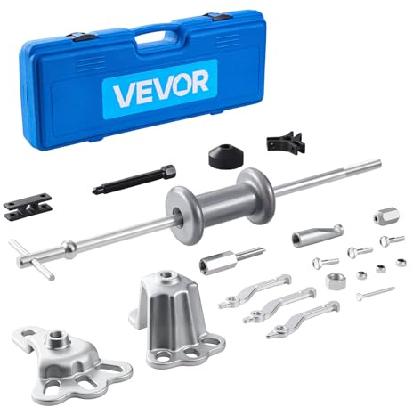 VEVOR 9-Way Slide Hammer Puller Set, 15PCS Front Wheel Hub Bearing Remover & Rear Wheel Axle Hub Dent Shaft Puller Tool Kit, Axle Bearing Puller Tool Kit and Slide Hammer Remover Set with Carry Box
