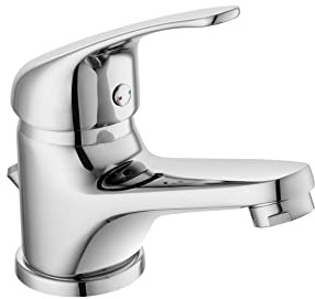 sanicomfort Waschtischarmatur WIEN chrom – Einhebelmischer für Waschbecken inkl. Ablaufgarnitur – Badarmatur aus Messing, modernes Design, einfache Montage