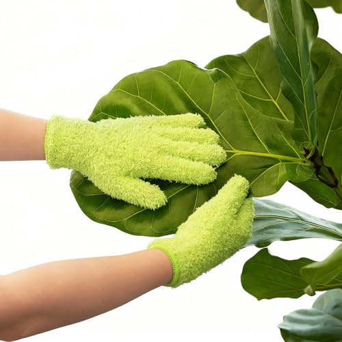 Bamworld Guanti in Microfibra per Pulizia Piante, Guanto da Giardinaggio per Donna, Morbidi Guanti Riusabili per Cure Fogliali, Verde