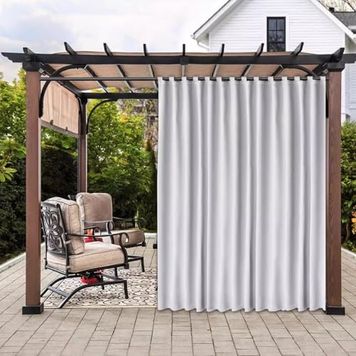 Outdoor Curtain 1 Piece Thermal Insulation Sunshade Wind & Rain Protection Balcony Curtains for Pavilions & Balconies Bedroom (White 200x270cm)