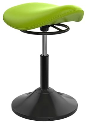 FXLUHAY Sgabello a sella, sgabello oscillante e sollevabile, sedia in piedi con rotazione a 360°, sedia basculante con altezza regolabile for seduta di apprendimento attivo(Green)