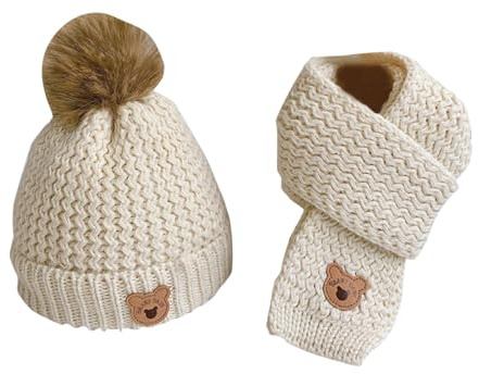 Generisch Invierno cálido algodón interior sombrero bufanda conjunto 3 a 12 años de edad niños niñas bebé gorro de lana dos conjuntos