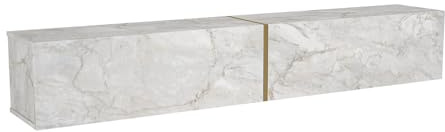 Vente-unique - Mobile TV sospeso con 2 ante - Effetto marmo bianco - DINOMA