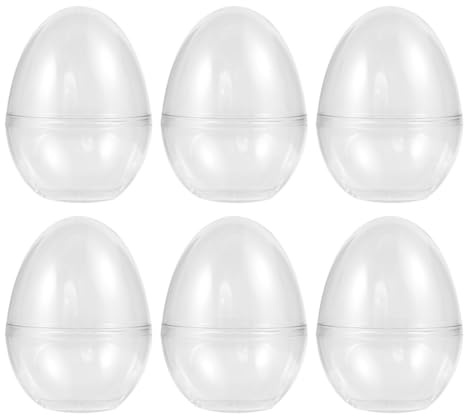 Angoily 6 Pcs Clear Easter Eggs Plastic Fillable Ornaments, 3. 5 X 2. 7 Inches Bauble Balls for Candy Chocolate Easter Party Wedding Party Diy Craft Supplies