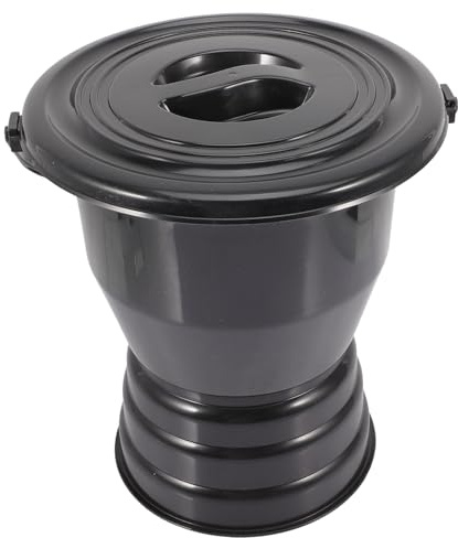 GARVALON Orinal de Plástico Diseño Antideslizante y Resistente a Caídas Negro con Tapa y Asa Adecuado para Adultos Mayores y Niños en Uso Nocturno