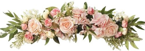 Composizione ad arco di fiori, festone floreale, 25, 6 fiori di seta artificiali ad arco di rose con foglie, flessibili e realistici per matrimonio, porta d'ingresso, decorazione della parete di