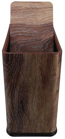 NUOBESTY Cubo de Basura Estrecho Grande con Tapa Abatible para Cocina y Baño, Plástico Resistente Color Madera, Diseño Rectangular Que Ahorra Espacio para Hogar y Oficina