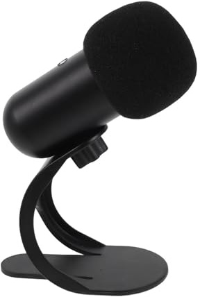 Kabelgebundenes USB Karaoke Mikrofon Schwarz für Singen und Streaming | Abs Gehäuse mit Eisenständer, Hohe Empfindlichkeit und Rauschminderung, Plug Play Am Computer