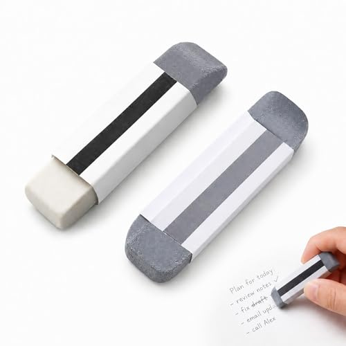 2 Pcs Natural Rubbers Erasers Ink Eraser, Sand Fountain Pen Rubber for Ink/Pencil, Erasers and School Office Correction Supplies for Ball-Point Pen Double Head Remover(1 Full Sand and 1 Half Sand)