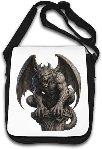 Vild sten gargoyle staty krok axelväska vit