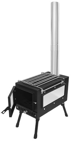 Hornillo de gas plegable de acero inoxidable 201, hornillo de camping con cartucho, horno de cohetes, estufa de tienda de campaña, mini estufa de leña, horno de madera, horno de viaje plegable