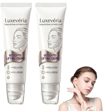 Luxeveria Reshape Straffende Gesichtscreme mit Fullerene, Luxeveria Fortgeschrittene Straffende Formel, Magic Collagen Fullerene, Magec Creme für kreppige Haut (2 Stück)