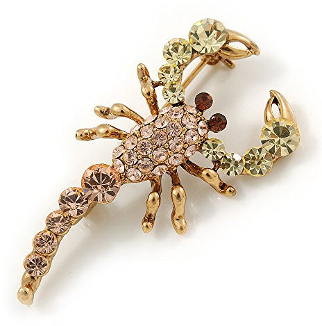 Broche Scorpion multicolore en métal plaqué or – 48 mm L, taille unique, Métal