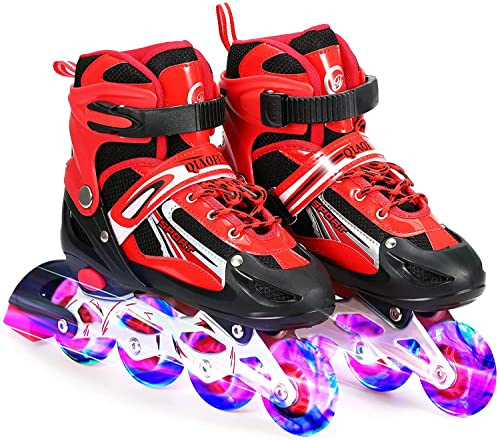Tante Tina Patines en línea con Luces Que se encienden en Las Ruedas para niños y Adolescentes - Rojo - Talla L (38-41)