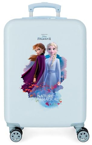Disney Frozen Nature is Magical Maleta de Cabina Azul 37x55x20 cms Rígida ABS Cierre combinación 32L 2,5Kgs 4 Ruedas Dobles Equipaje de Mano