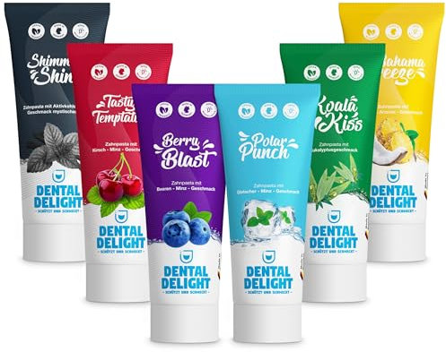 DENTAL DELIGHT Zahnpasta, Vegane Zahnpasta mit Geschmack, Zahncreme (6er Mix-Paket)