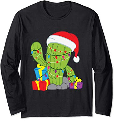Cactus Árbol de Navidad Luces de Navidad Navidad Santa Mexic Manga Larga