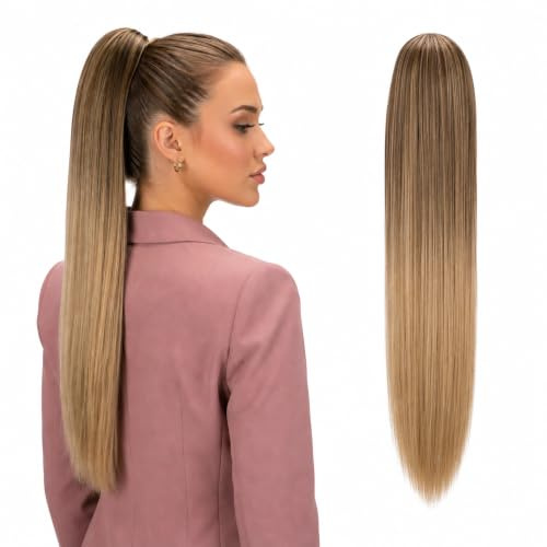 CAISHA 60cm Pferdeschwanz Butterflyclip Haarteil Zopf Braun Blond Mix H632