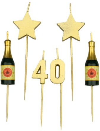 PD-Party - Geburtstagskerzen für Kuchen & Torten - Geburtstagsdeko - Goldene Kuchenkerzen für Geburtstagsfeiern von Kindern & Erwachsenen - Zahlenkerzen - Nummer Kerze - Größe 3 x 9 x 1 cm - 40 Jahre