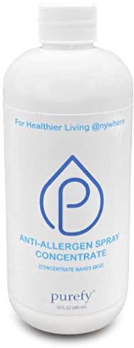 PUREFY Anti-Allergen Spray Concentrate (16oz, makes 68oz), Hypoallergenic. Eliminate Irritating Matters and Odor. Baby Safe. Unscented. No Residue. For Cleaner and Healthier Life!