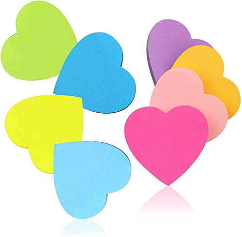 Farbige Haftnotizen, 560 Blatt Herz Notizzettel, Super Sticky Notes, Selbstklebende Haftnotizzettel Farbig Notizblöck für Büro Schule Zuhause 8 Farben 76 x 76 mm