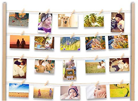 itsisa Fotoleine Foto Display 48x70,5 cm - Bilderrahmen mit Holzklammern, Fotorahmen, Foto Deko