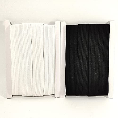 10M Cinta Elástica de Costura, Ancho de 70mm（5M Blanco + 5M Negro), Goma para Coser Ropa y Manualidades, Elástico para Costura, Blanco y Negro (101332, 70mm X 10M)