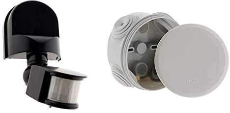 Zenitech Détecteur de Mouvement Noir IP44 & Boîte de Derivation étanche Ø65 Prof. 35mm - IP55