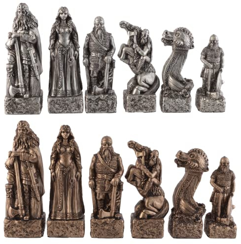Échecs Vikings - Figurines dorées et argentées sans planche - Colorées par Veronese