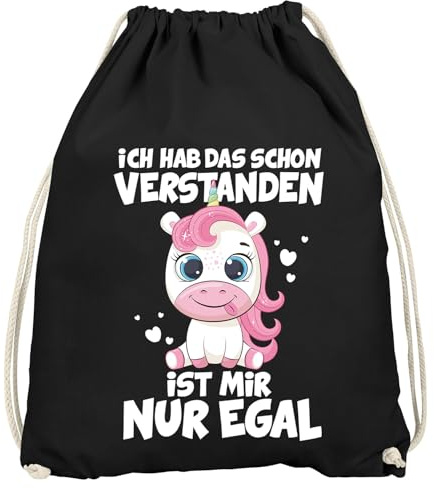 MoonWorks® Turnbeutel Einhorn Spruch lustig Ich hab das schon verstanden es ist mir nur egal Keine Lust Motivation Statement Gymbag Schwarz unisize