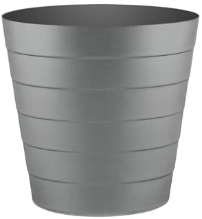 Zuvo Waste Paper Bin 5L, Wave Design Bin for Bedroom and Office, Grey | Sculpted wave-design plastic, wipe-clean, solid walls keep scraps in, open top, compact 5 litre for desk, bedside, bathroom