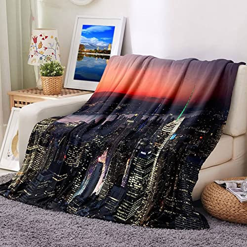 Warm Blanket for Winter, Fleecedecke 130x150 Flanell Bunt Kuscheldecke Nachtansicht Der Stadt Flanelldecke Wohndecke Sofa Bett Geschenk