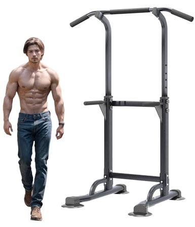 Leiblsufo Power Tower Dip Station, Multifunktional Fitness Turm klimmzugstange freistehend, Verstellbare Dipständer klimzuggerät