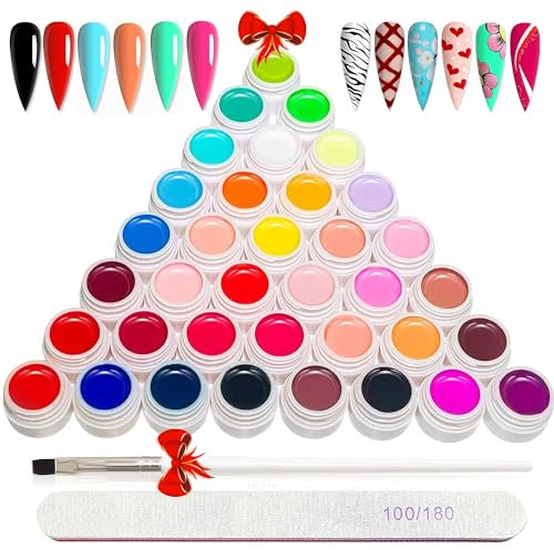 Smalto Unghie GOFLORDEN 36 Colori, 38 PCS Smalto Unghie, Estate, Autunno e Inverno Pasqua Smalto Gel Unghie UV, Gel Adesivo Professionale Semipermanenti UV