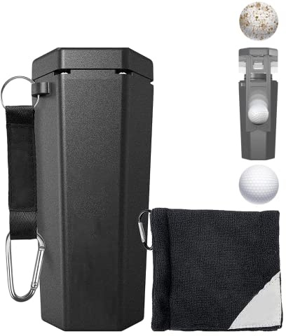 DAZZLEEX Golfball-Reiniger, Tragbarer Golfballreiniger, Golftasche oder Wagen, Golfzubehör, Schwarz
