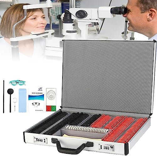 LINTAIZUO 266 Teiliges Optisches Testlinsen Optometrie Kit, Testlinsen-Set mit Messbrillen-Testrahmen, optisches Linsen-Optometrie-Randetui, Beweisbox, Aluminium-Rand-Kit