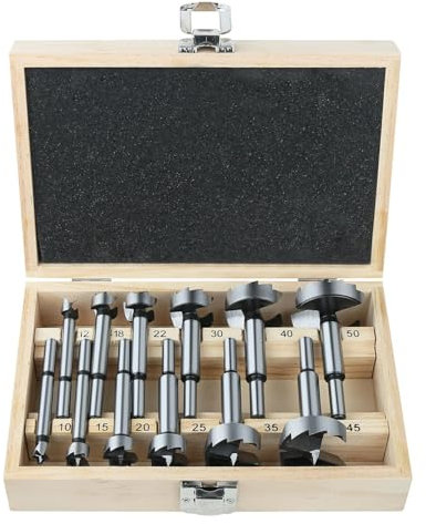 Vearter Set di 12 punte Forstner, 10 – 50 mm, per legno a denti molti, in acciaio con alto contenuto di carbonio con gambo rotondo, fresa per legno massiccio, MDF, plastica, truciolato, compensato