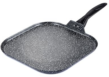 Ignite Cookware Non-Stick 28cm Square Griddle Pan | Grill Pan | PFOA Free | Induction | Square Tava | Crepe Pan | Pancake Pan