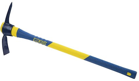Estwing 2.5-Pound Pick Mattock with 36-Inch Fiberglass Handle, Drop-Forged Heat-Treated Head for Breaking Hard Ground, Hoeing Rocky Soil, and Digging in Tight Spaces