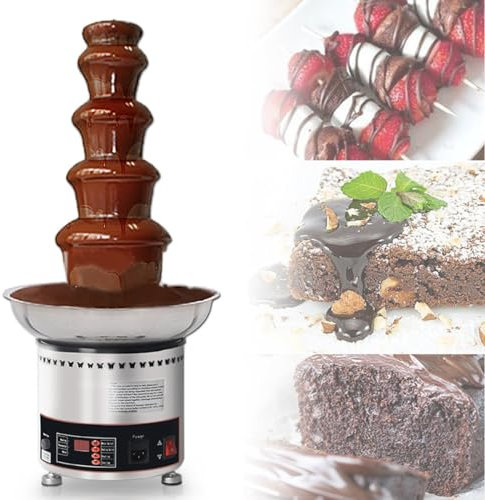 MLYYYDSS Large Capacity Chocolate Fountain Machine, Electric Chocolate Fondue Fountain Cheese Heated Melting, Sauce Melting Pot for BBQ Sauce, Ranch, Nacho Cheese,5Tier