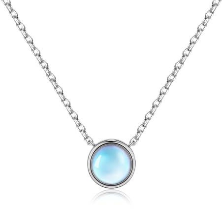 Candyfancy Collana in argento 925 con ciondolo, collana da donna con ciondolo a forma di cuore, zirconi e perle, pietra di luna, regalo per donne e fidanzate, Argento sterling, Pietra di luna